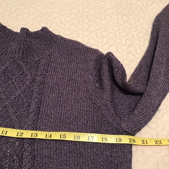 Carolyn Taylor Purple Cable Sweater Size Medium - Picture 5 of 15